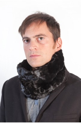 Black mink fur neck warmer - unisex